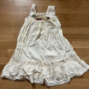 Unworn handmade "Inca" cotton floral lace dress